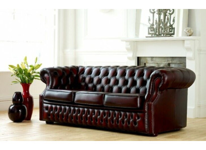Sofa Chesterfield Sofa Podkładka Skóra Kanapa Ustawić 3-osobowa Trzyosobowa Nowa