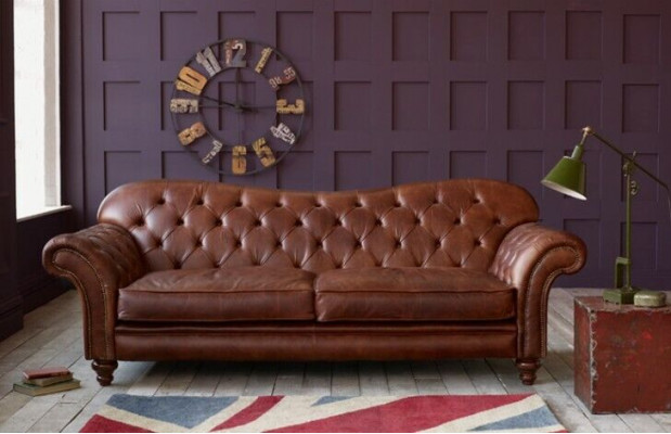 Luksusowa Kanapa do Salonu Chesterfield Brązowa Sofa Siedziba Podkładka Włókienniczy Kanapy Nowe