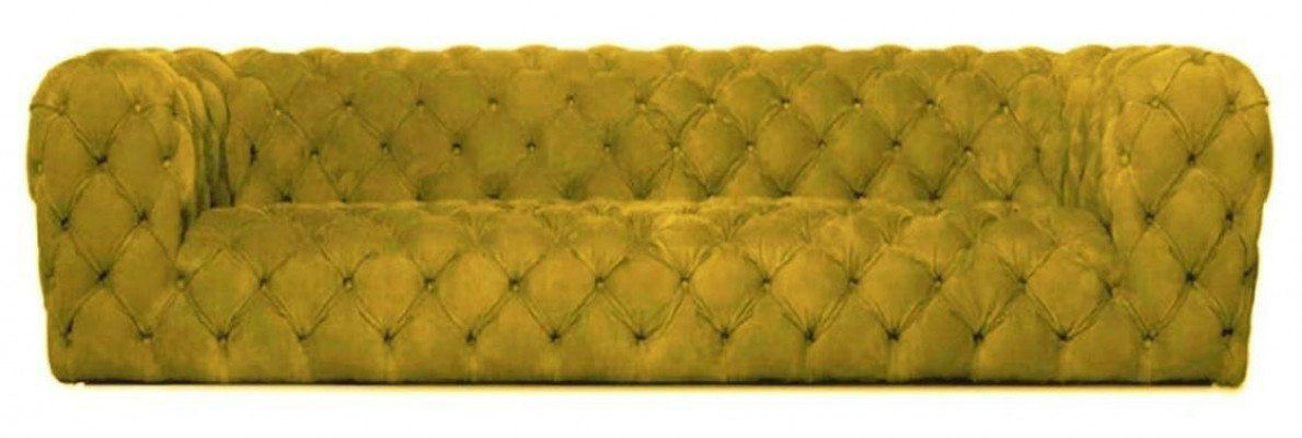 Żółta kanapa Chesterfield czteroosobowa xxl duża sofa wygodne miękkie kanapy nowe