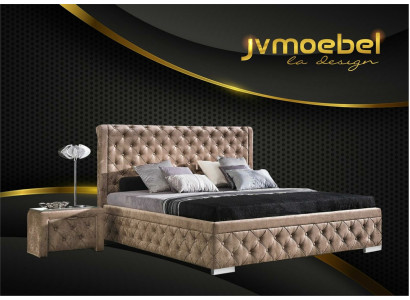 Łóżko 2x Stolik nocny 3 szt. Zestaw Sypialnia Luxury Design Meble Nowoczesne łóżko Nowość