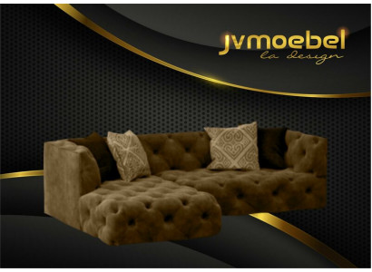 Chesterfield L-Shape Narożnikowa kanapa Couch Design Włókienniczy Podkładka Ustawić Sofa Narożnik Nowość