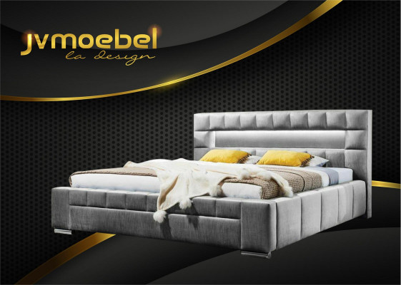 Łóżko inkl LED Oświetlenie Sypialnia Design Meble Nowoczesne łóżko Luxury Double
