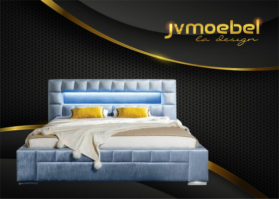Łóżko inkl LED Oświetlenie Sypialnia Design Meble Nowoczesne łóżko Luxury Double
