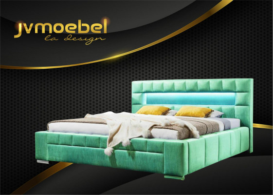 Łóżko inkl LED Oświetlenie Sypialnia Design Meble Nowoczesne łóżko Luxury Double