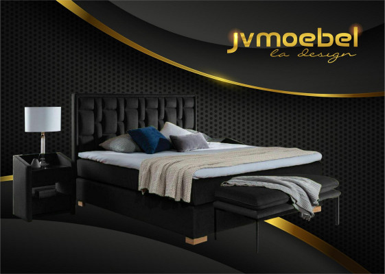 Luksusowe łóżko z materacem sprężynowym Czarny Blue Sypialnia Meble Design Double Hotel
