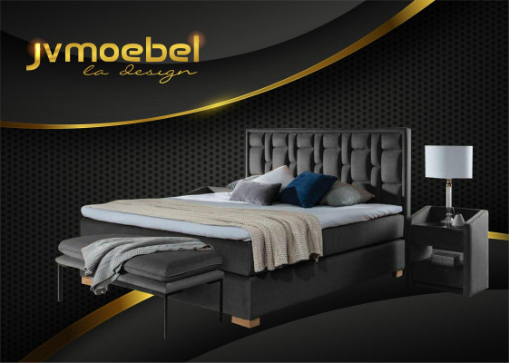 Luksusowe łóżko z materacem sprężynowym Czarny Blue Sypialnia Meble Design Double Hotel