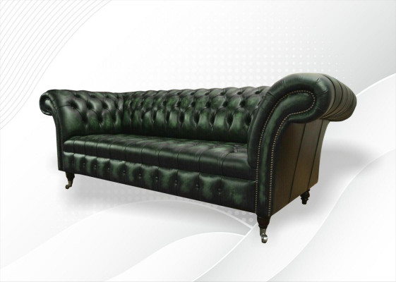Sofa trzyosobowa 3 miejsce do siedzenia Chesterfield Nowe Kanapy Antyk Zielona Podkładka Sofy Nowe