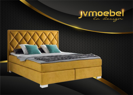 Łóżko Włókiennicze Sypialnia Design Meble Modern Luxury łóżko 180x200 żółty aksamit Nowość