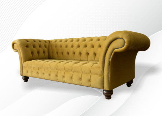 xxl Sofa Couch Chesterfield 225cm Podkładka Sofy 3 miejsce do siedzenia Skóra Włókienniczy Materiał Nowy
