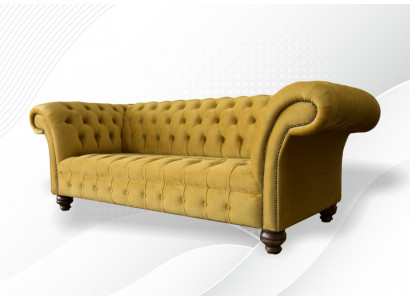 xxl Sofa Couch Chesterfield 225cm Podkładka Sofy 3 miejsce do siedzenia Skóra Włókienniczy Materiał Nowy