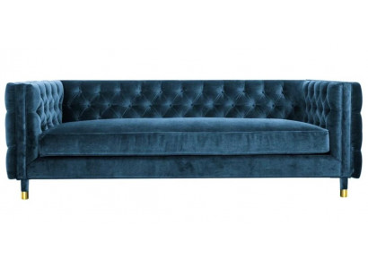 Luksusowa trzyosobowa podkładka Chesterfield Aksamit w kolorze niebieskim Meble Hotel Living Room Practice