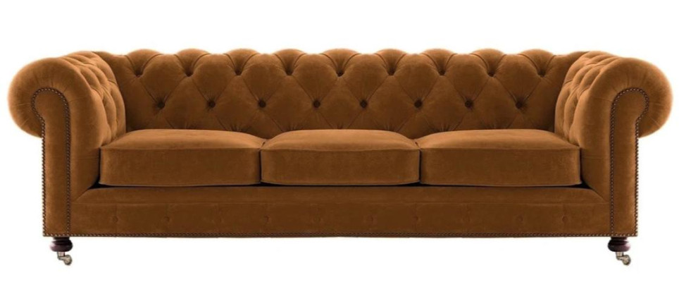 Luksusowa Żółta Podkładka Chesterfield Aksamit Trzyosobowa Podkładka Meble Hotel Living Room Practice