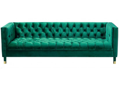 Zielone trzyosobowe Materiał Chesterfield Projekt kanapy Podkładka sofa salonowa 230cm