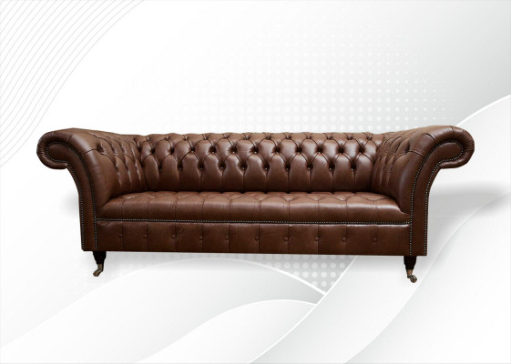 Chesterfield Couch Podkładka Sofas Classic Skóra 3 miejsce do siedzenia Couches Sofa Brown