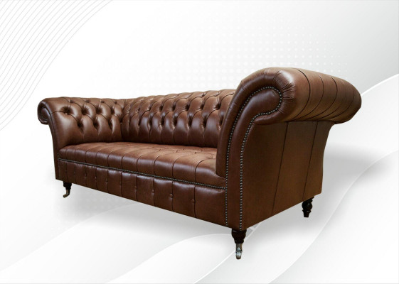 Chesterfield Couch Podkładka Sofas Classic Skóra 3 miejsce do siedzenia Couches Sofa Brown