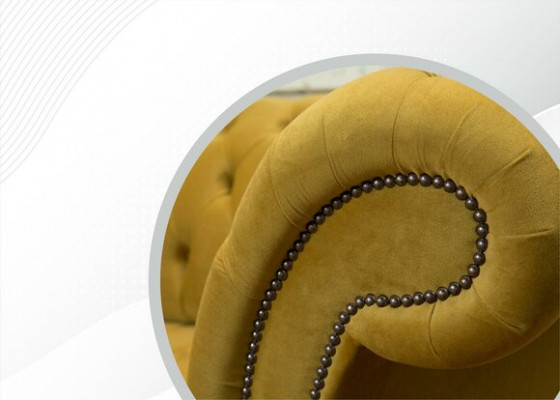 Chesterfield Design Luksusowa Podkładka Sofa Kanapa Siedziba Ustaw Skóra Włókienniczy Żółta Nowość