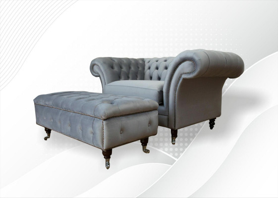 Design Chesterfield Materiał Couch Fotel 1.5 Podkładka Sofy Lounge Club Nowość