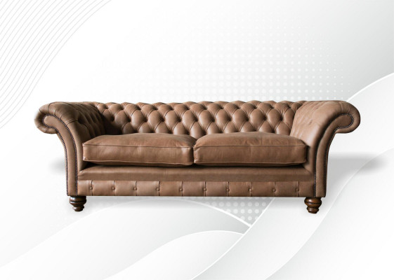 Sofa Design Sofa 3-osobowa Włókienniczy Podkładka Brązowa Sofy Klasyczne Chesterfield Nowość
