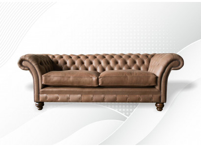Sofa Design Sofa 3-osobowa Włókienniczy Podkładka Brązowa Sofy Klasyczne Chesterfield Nowość