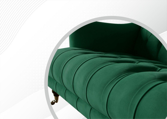 Chesterfield Fotel Couch Podkładka Sofa Couches 1,5 miejsce siedzące Single Seater Green Włókienniczy