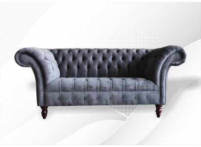 Chesterfield 3 miejsce do siedzenia Salon Kanapa Sofa Podkładka Siedziba Włókienniczy Ustawić Gray