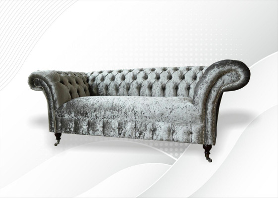 Sofa 2 miejsce do siedzenia Chesterfield Couch Podkładka Aksamit Materiał Dwumiejscowa Aksamit Szary Srebrny