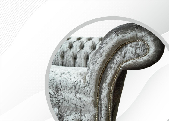 Sofa 2 miejsce do siedzenia Chesterfield Couch Podkładka Aksamit Materiał Dwumiejscowa Aksamit Szary Srebrny