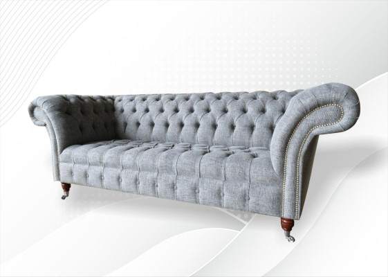 Materiał Sofa Kanapa Podkładka Ustawić 3 miejsce do siedzenia Sofy Sofy Chesterfield Szary Aksamite
