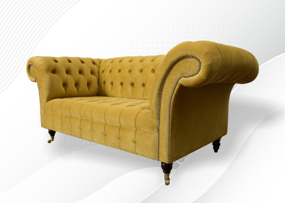 Sofa 2 miejsce do siedzenia Design Sofy Podkładka Nowoczesna Siedziba Materiał Żółta Dwuosobowa Nowa Kanapa