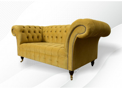 Sofa 2 miejsce do siedzenia Design Sofy Podkładka Nowoczesna Siedziba Materiał Żółta Dwuosobowa Nowa Kanapa