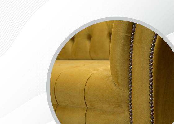 Sofa 2 miejsce do siedzenia Design Sofy Podkładka Nowoczesna Siedziba Materiał Żółta Dwuosobowa Nowa Kanapa