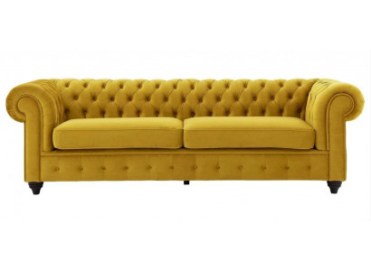 Żółta sofa Chesterfield z poduszką siedziska Luksusowa nowa sofa z guzikami