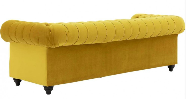 Żółta sofa Chesterfield z poduszką siedziska Luksusowa nowa sofa z guzikami