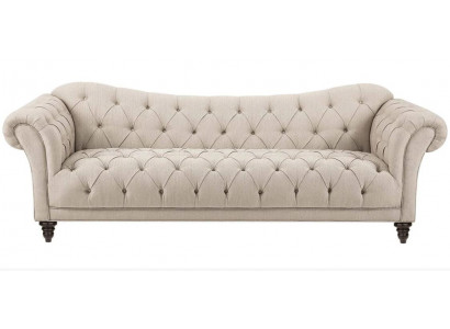 Beżowa Kanapa z Przyciskami Chesterfield Sofa Podkładka Siedziba Couches Sofy Luxury New