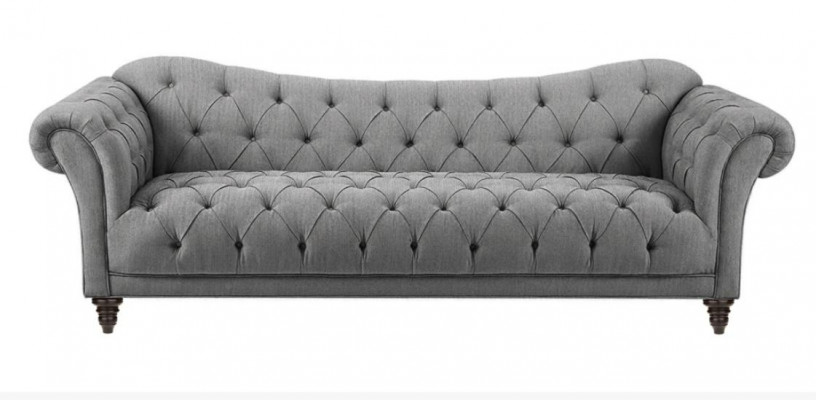 Beżowa Kanapa z Przyciskami Chesterfield Sofa Podkładka Siedziba Couches Sofy Luxury New