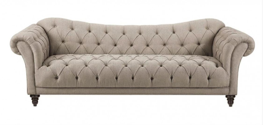 Beżowa Kanapa z Przyciskami Chesterfield Sofa Podkładka Siedziba Couches Sofy Luxury New
