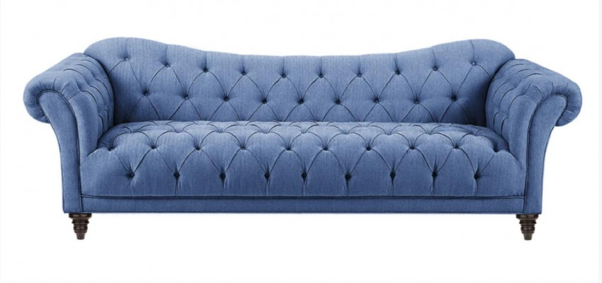 Beżowa Kanapa z Przyciskami Chesterfield Sofa Podkładka Siedziba Couches Sofy Luxury New