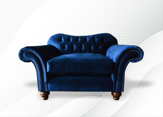 EarsFotel Fotel Television Design Podkładka Sofa Kanapa Chesterfield Włókienniczy Niebieski
