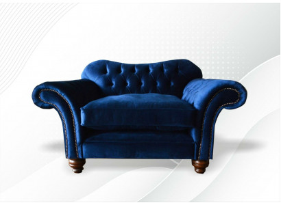 EarsFotel Fotel Television Design Podkładka Sofa Kanapa Chesterfield Włókienniczy Niebieski