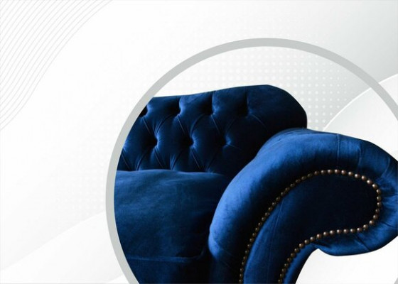 EarsFotel Fotel Television Design Podkładka Sofa Kanapa Chesterfield Włókienniczy Niebieski