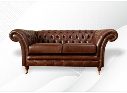 Chesterfield Sofa 2 miejsce do siedzenia Podkładka Design Couches Sofy Ustawić Oryginał Brązowy