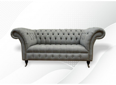 Skóra Sofa Kanapa Dwuosobowa Szara Meble Lounge Club Sofy Kanapy 2 miejsce do siedzenia