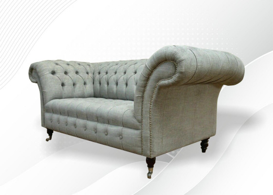 Skóra Sofa Kanapa Dwuosobowa Szara Meble Lounge Club Sofy Kanapy 2 miejsce do siedzenia