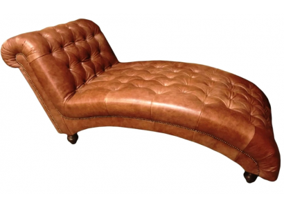 Chesterfield Brown Szezlong Meble Leżak Salon Nowoczesny