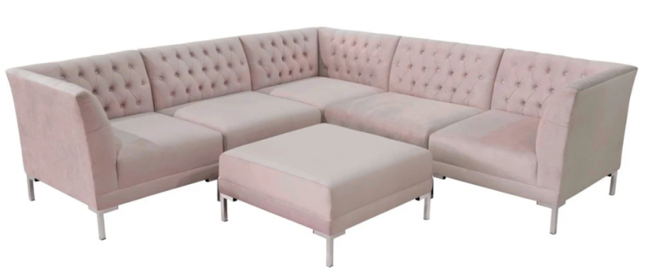 Rosa Narożnikowa kanapa Stołek Chesterfield Sofy Meble xxl Big Textill Materiał Sofy 2szt