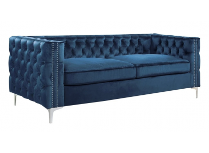 Niebieska kanapa salonowa Aksamit sofa Podkładka kanapy trzyosobowe luksusowe Meble Materiał