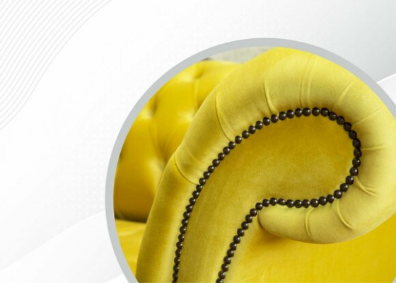 Yellow Sofa 4 miejsce do siedzenia Couch Chesterfield Podkładka Siedziba Ustawić Skóra Włókienniczy Yellow
