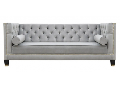 Luksusowa trzyosobowa Podkładka Meble Szary Chesterfield Aksamit do salonu hotelowego