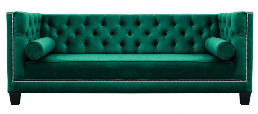 Luksusowa trzyosobowa podkładka Chesterfield Aksamit w kolorze zielonym Meble Hotel Living Room Practice