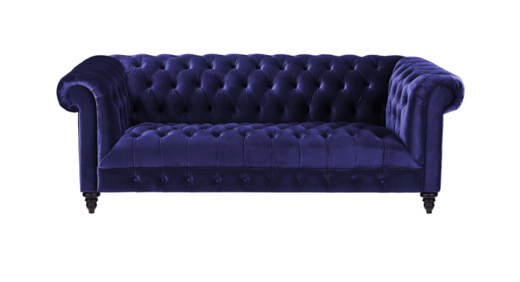 Chesterfield Fioletowa Aksamit Couch Luksusowa Podkładka Meble Sofa z Przyciskami Trzyosobowa